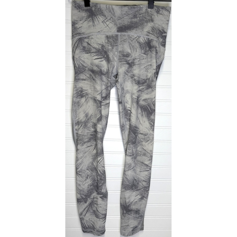 Lululemon Grey Abstract Print Mesh Panel High Rise Workout Leggings Size 6